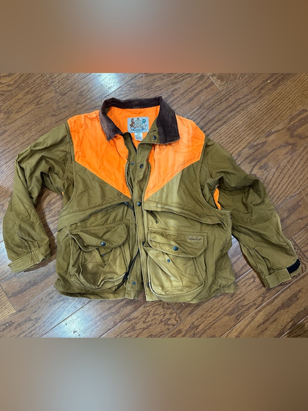 Men's Field Jacket in Olive and Orange - Durable Outdoor Coat